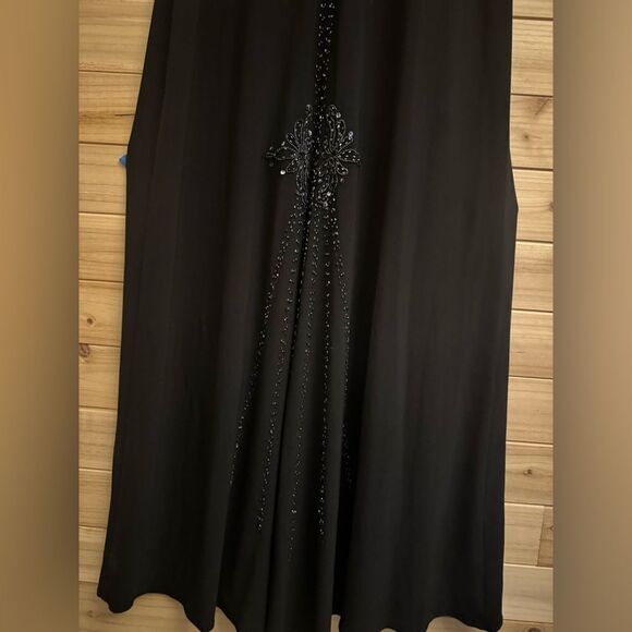 Vintage DJ Nights Size Medium Black High Neck Butterfly Moth Beaded Prom Gown - Picture 8 of 12